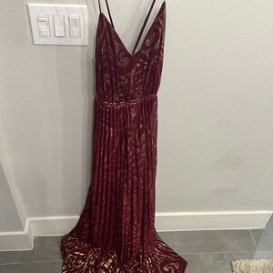 City Studio Red Maxi Gown with Spaghetti Straps and V-Neckline